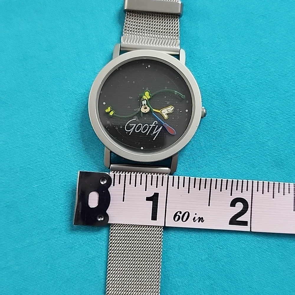BNIB Vintage Rare Disney Time Works Abstract Goofy Mesh Metal Band Watch